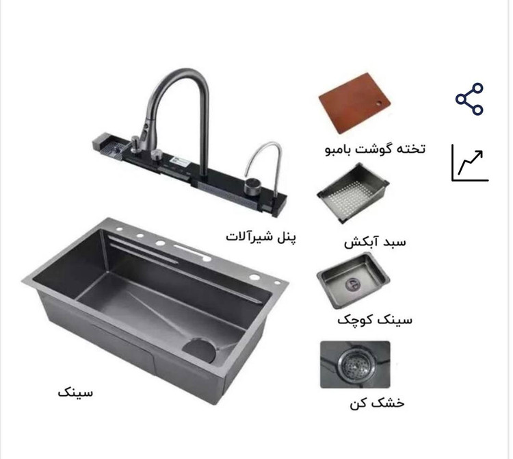 سینک ظرفشویی آبشاری 5 کلید مدل لانه زنبوری sus304 گرید A برند دیکالان