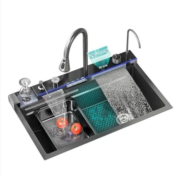 سینک ظرفشویی آبشاری 5 کلید مدل لانه زنبوری sus304 گرید A برند دیکالان
