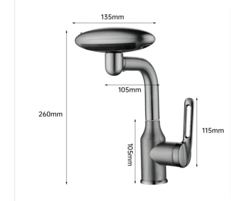 ابعاد شیر روشویی چهار حالته