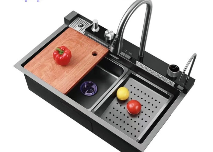 سینک ظرفشویی آبشاری 5 کلید مدل لانه زنبوری sus304 گرید A برند دیکالان