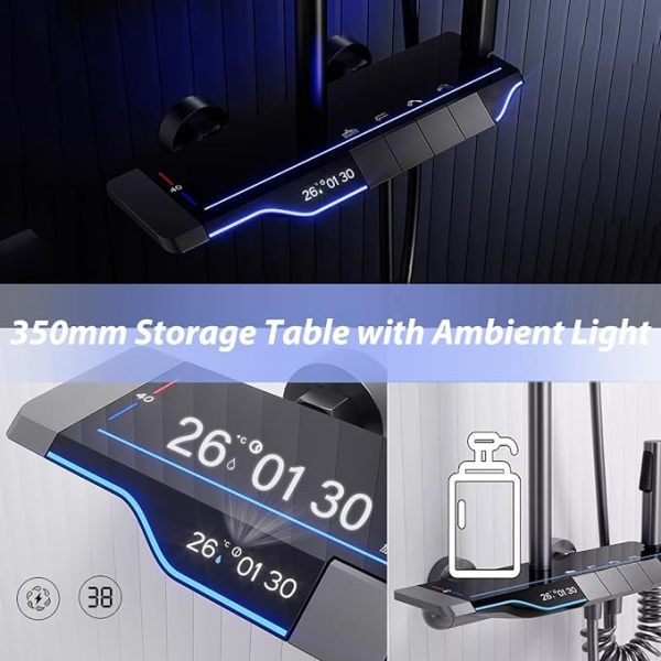 دوش حمام مدل پیانویی نمایشگر دار دیجیتال رنگ دودی برند دیکالان اصلی