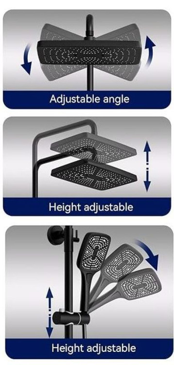 دوش حمام مدل پیانویی نمایشگر دار دیجیتال رنگ دودی برند دیکالان اصلی