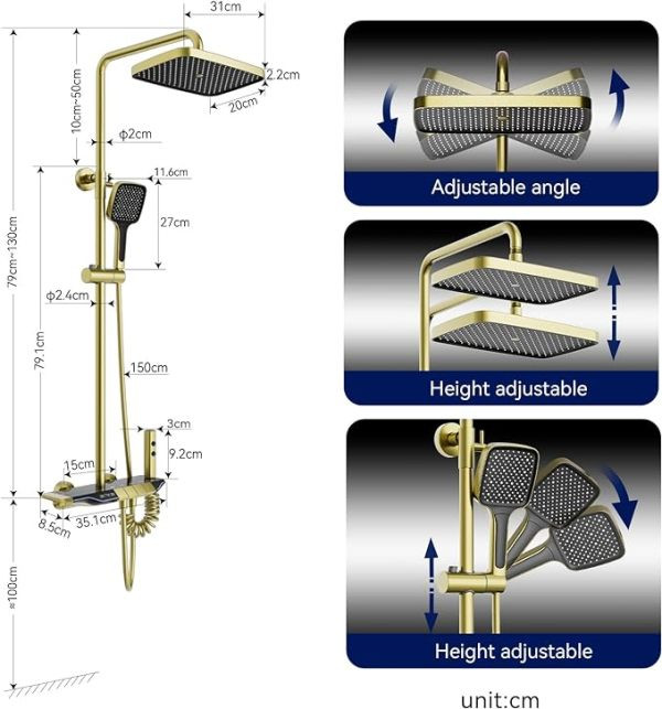 دوش حمام مدل پیانویی نمایشگر دار دیجیتال رنگ دودی برند دیکالان اصلی
