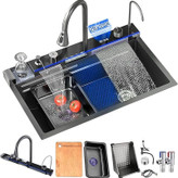 سینک ظرفشویی آبشاری پیانویی 5 کلید لانه زنبوری sus-304 گرید A رنگ دلفینی برند هایشنگ اصلی