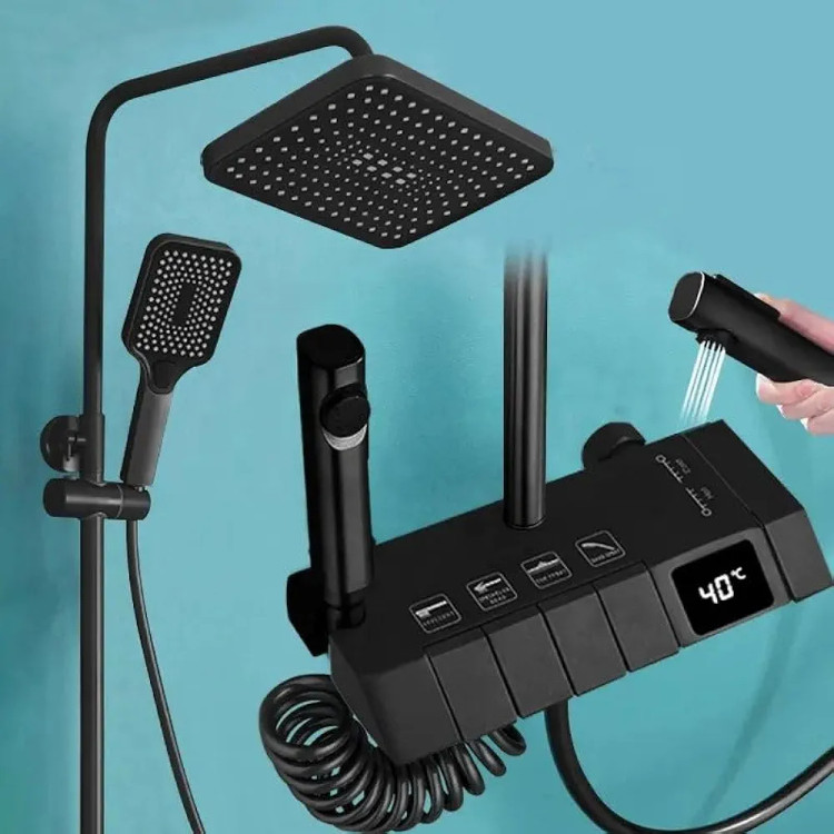 دوش حمام مدل پیانویی نمایشگردار دما تمام برنج _ برند هایشنگ اصلی کد 8099