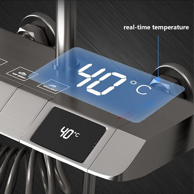 دوش حمام مدل پیانویی نمایشگردار دما تمام برنج _ برند هایشنگ اصلی کد 8099