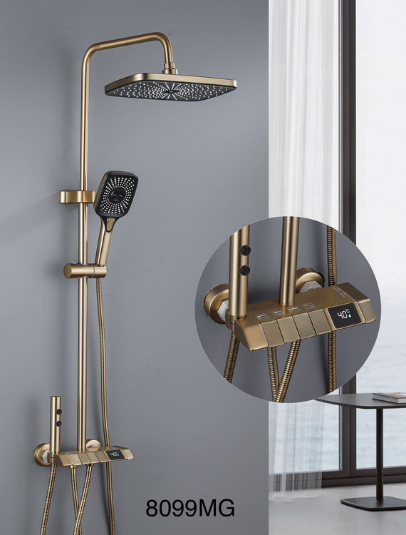 دوش حمام مدل پیانویی نمایشگردار دما تمام برنج _ برند هایشنگ اصلی کد 8099