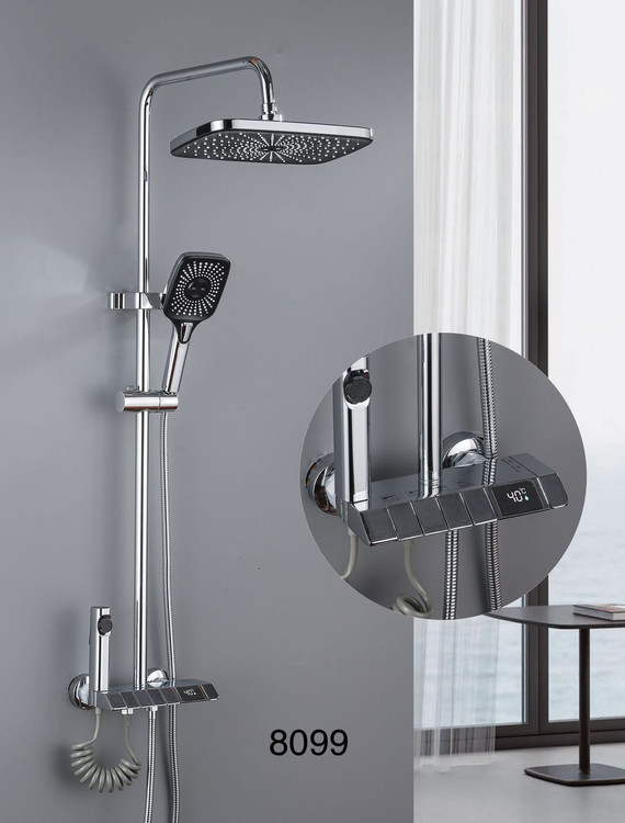 دوش حمام مدل پیانویی نمایشگردار دما تمام برنج _ برند هایشنگ اصلی کد 8099