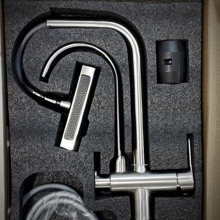 شیر ظرفشویی مدل دومنظوره چکشی 4 حالته برند هوادیائو اصلی اب تصفیه دار مدل شاوری رنگ کروم