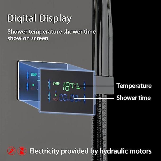 پنل دوش حمام ماساژور دار هوشمند برند پینگ مدل ابشاری دیجیتالی