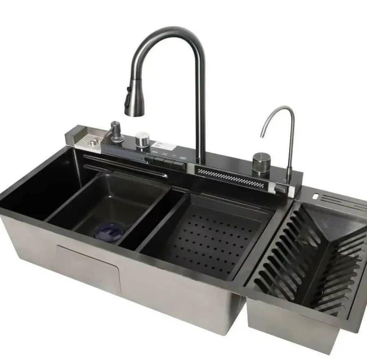 سینک پیانویی ۵ کلید با خروجی آبشاری در نمای از بالا