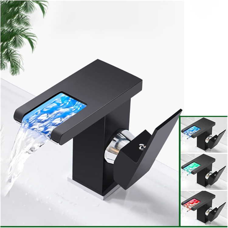 شیر روشویی LED دار با تغییر رنگ دما پایه کوتاه