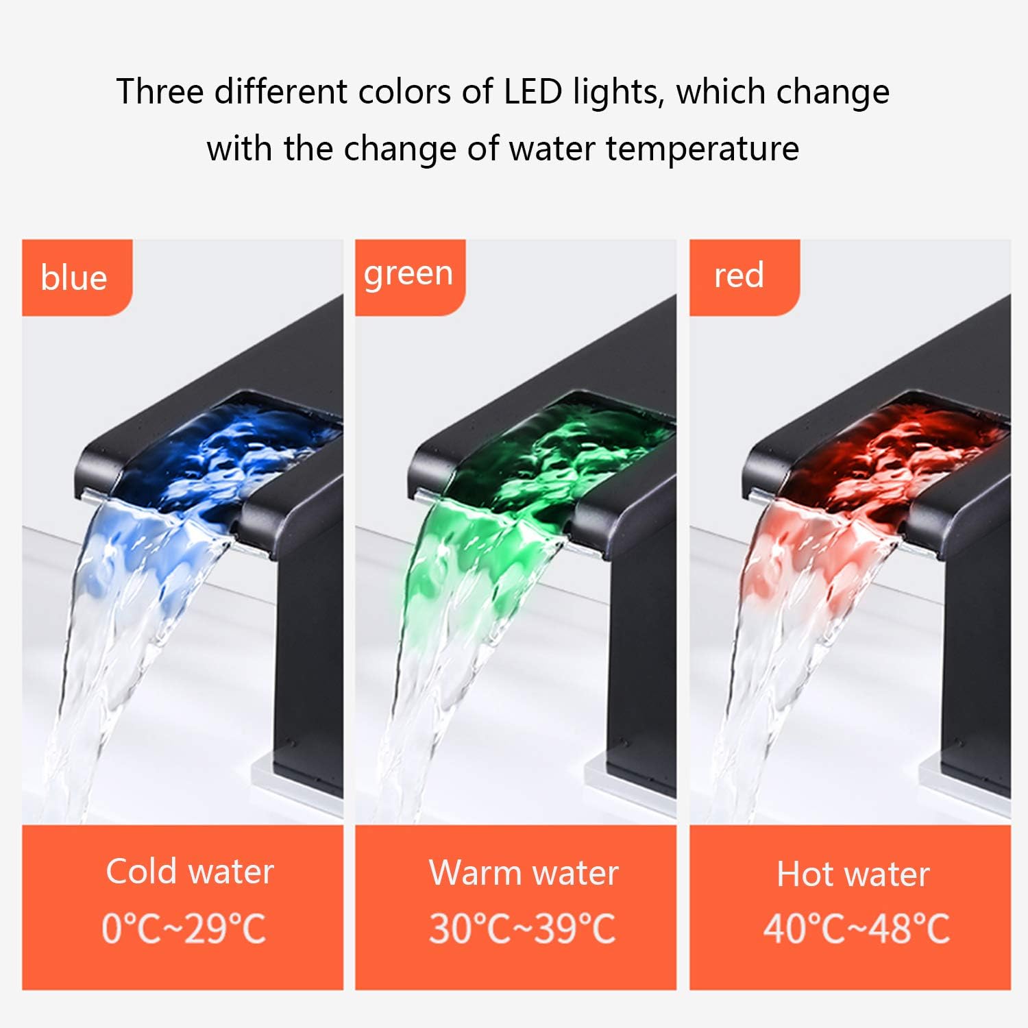 شیر روشویی LED دار با تغییر رنگ دما