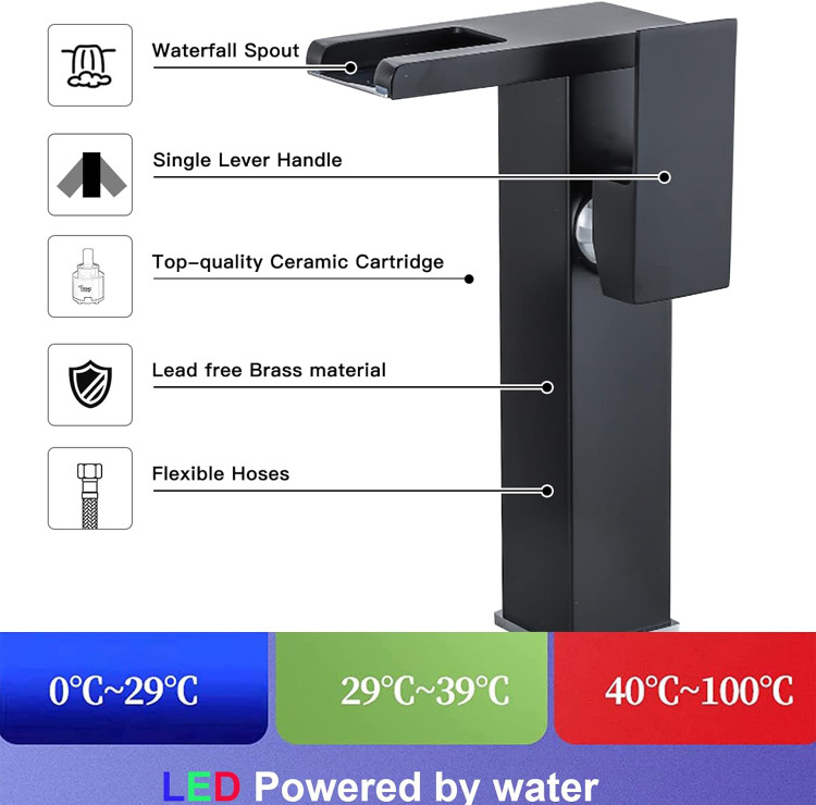 نمایی از اندازه شیر روشویی پایه بلند