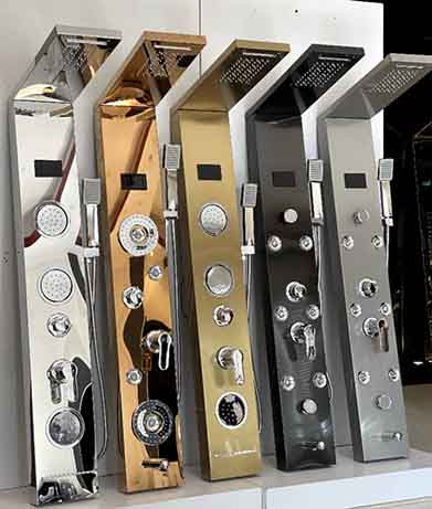 نمای نزدیک از رنگ های مختلف پنل دوش