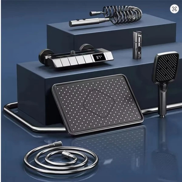 دوش حمام پیانویی نمایشگردار دیجیتال SAN MARINO مدل 0003G – لوکس و حرفهای با رنگ دودی